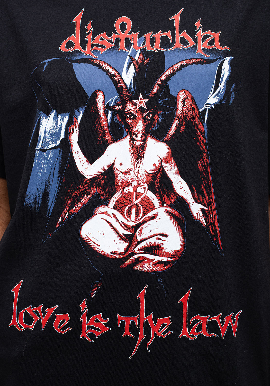 Black Graphic Print Unisex T-Shirt with Occult Design | Love Is The Law