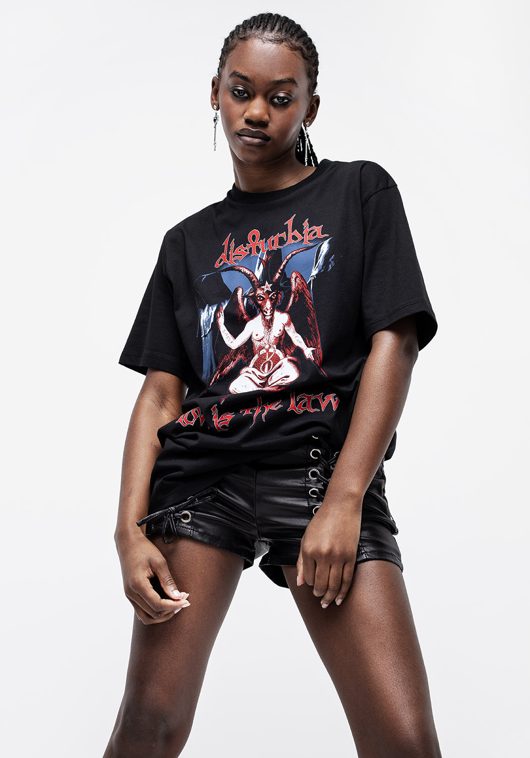 Black Graphic Print Unisex T-Shirt with Occult Design | Love Is The Law