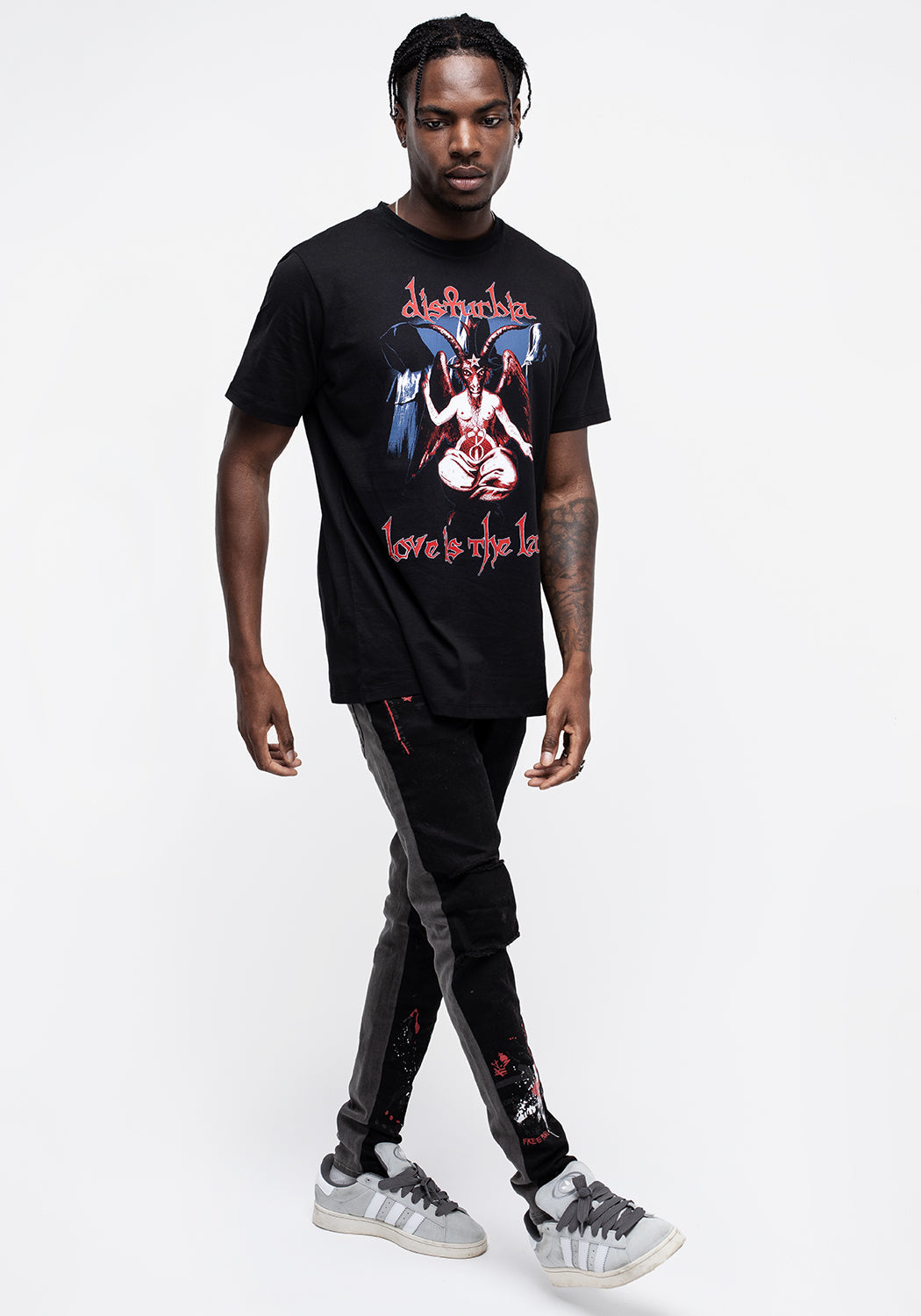 Black Graphic Print Unisex T-Shirt with Occult Design | Love Is The Law