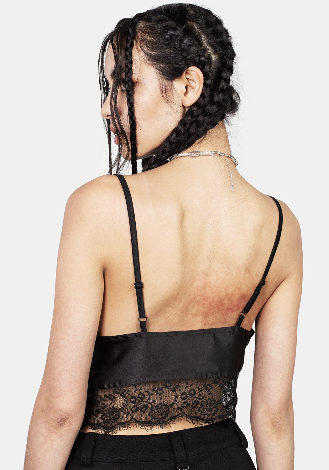 Lace-Trimmed Satin Bralette with Adjustable Straps | Akasha Crop