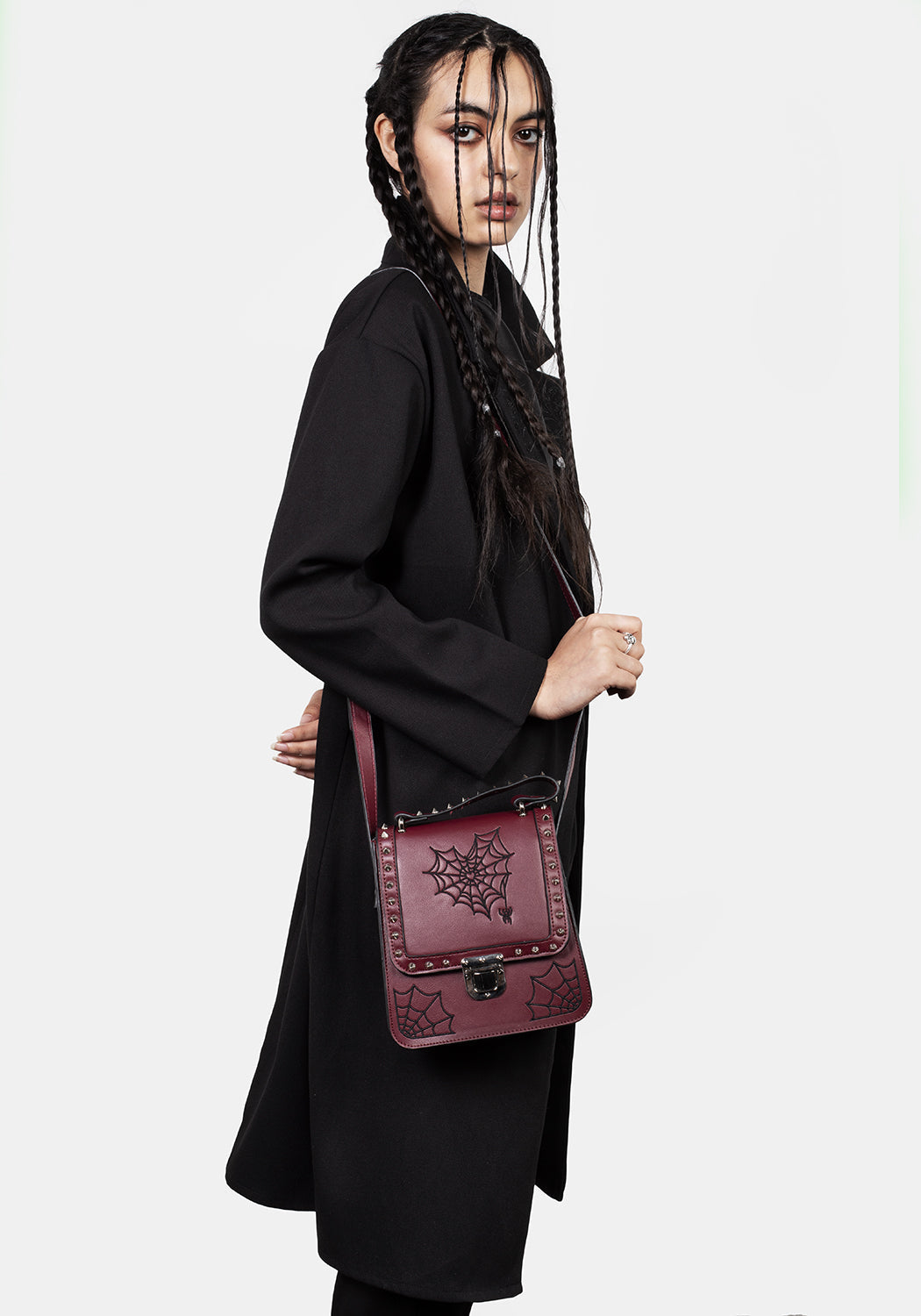 Burgundy Mini Crossbody Satchel Bag with Adjustable Strap | Catch Feelings