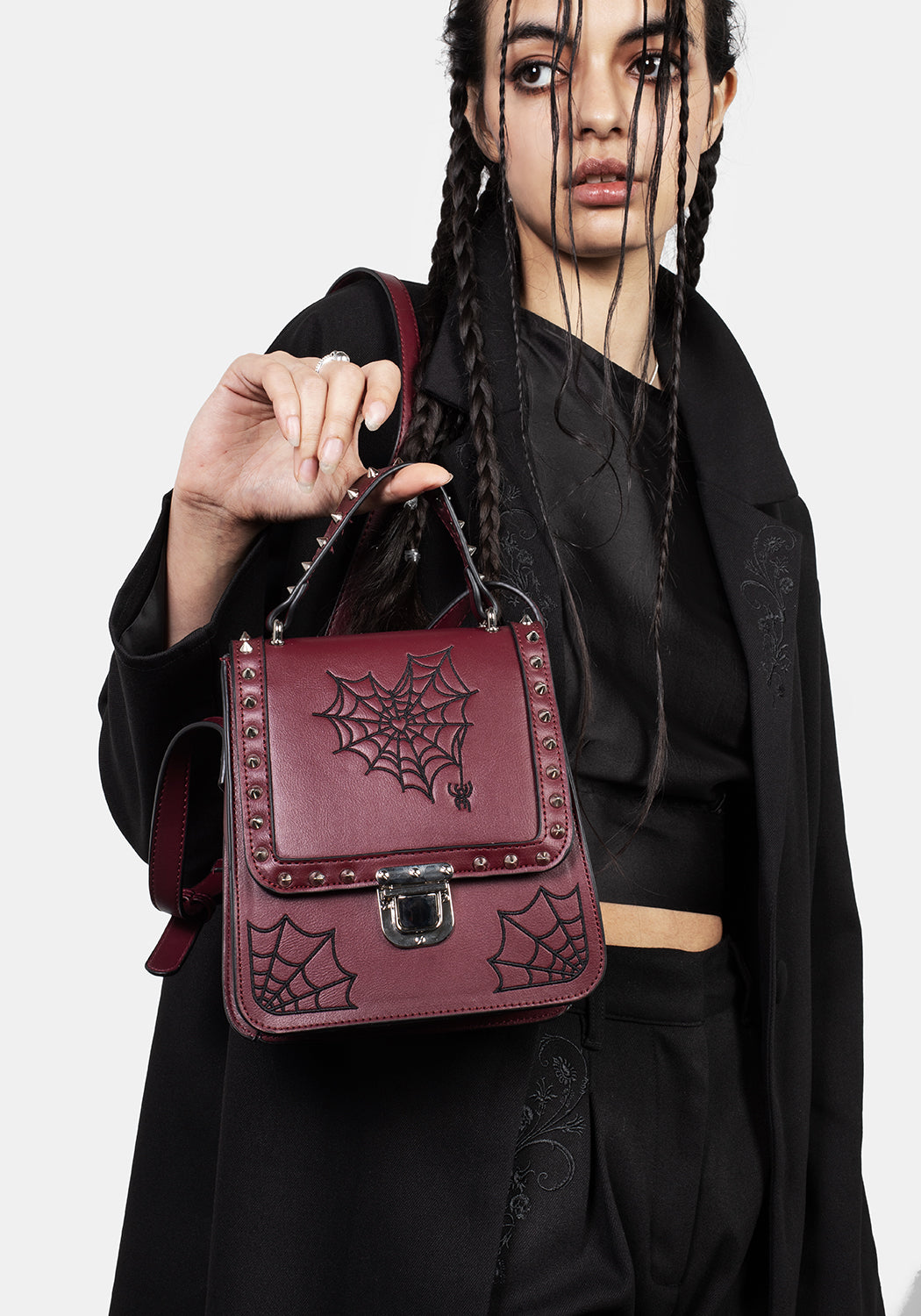 Burgundy Mini Crossbody Satchel Bag with Adjustable Strap | Catch Feelings