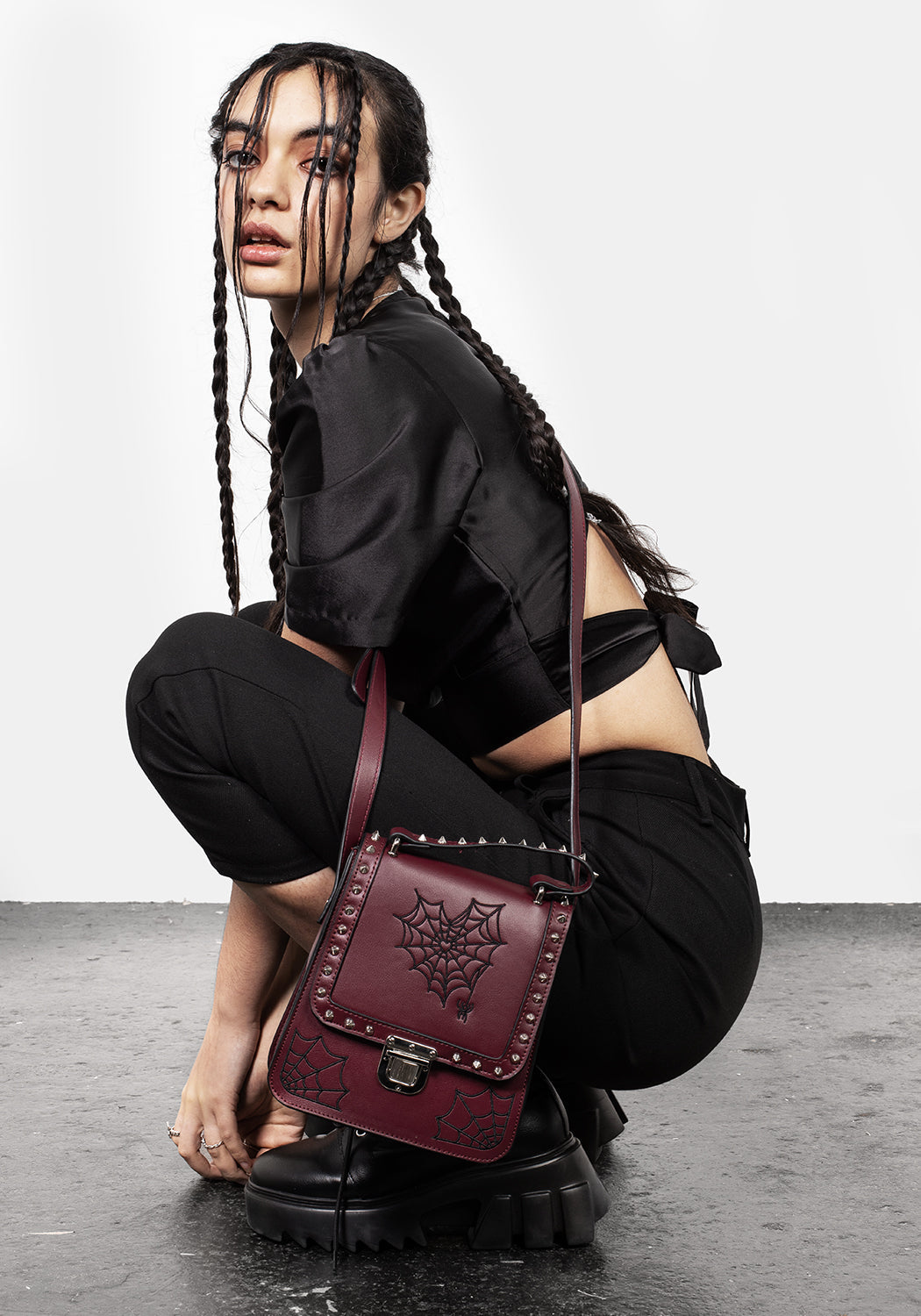 Burgundy Mini Crossbody Satchel Bag with Adjustable Strap | Catch Feelings