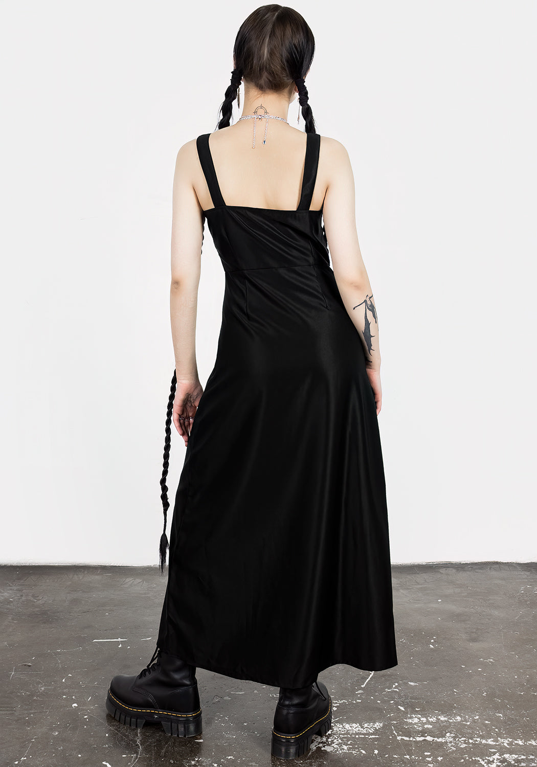 Black Zip Front Slip Dress with Sweetheart Neckline | Vengeance