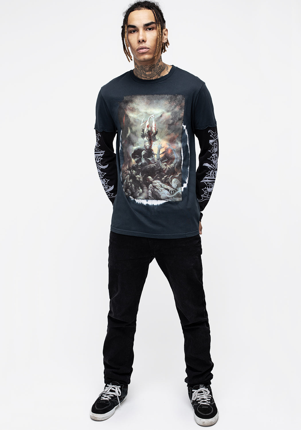Frank Frazetta Death Dealer 2 Graphic Long Sleeve T-Shirt | Disturbia