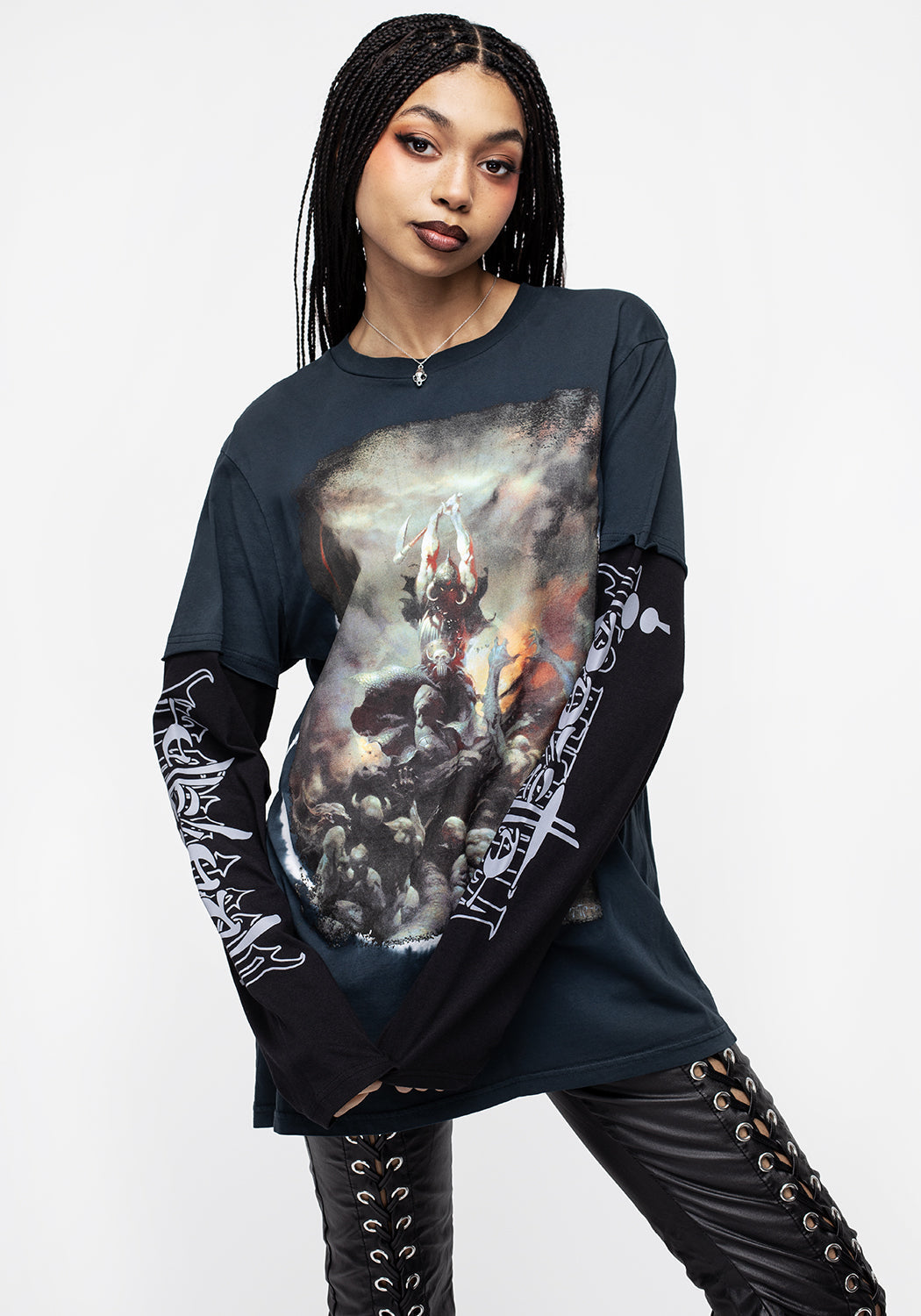 Frank Frazetta Death Dealer 2 Graphic Long Sleeve T-Shirt | Disturbia