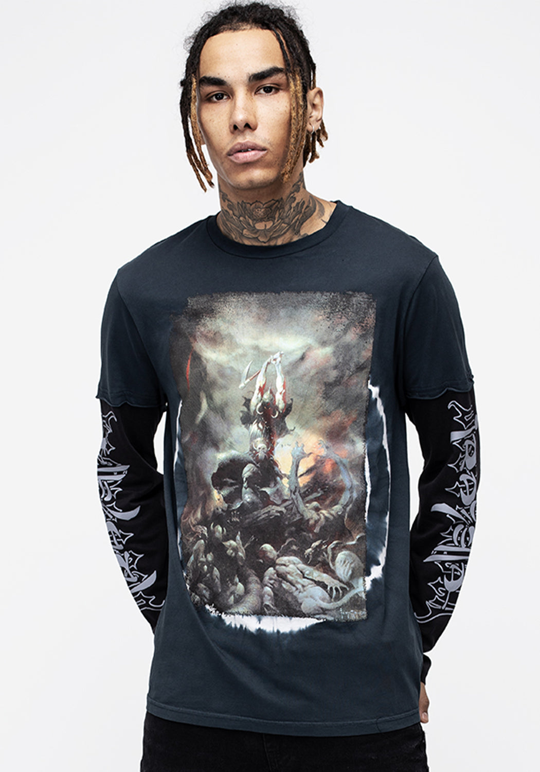Frank Frazetta Death Dealer 2 Graphic Long Sleeve T-Shirt | Disturbia