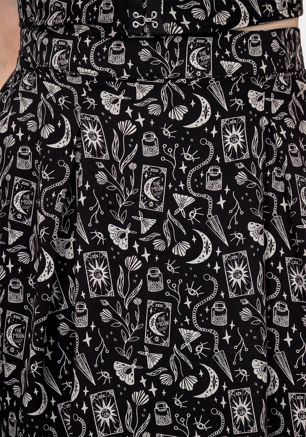 Black Pleated Mini Skirt with Gothic Print | Craft