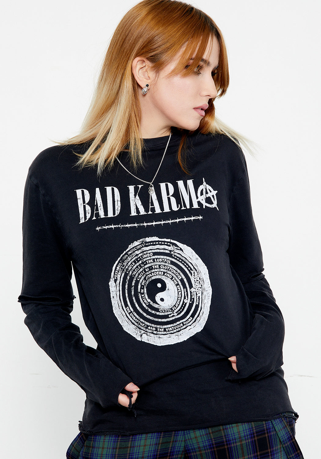 Distressed Layered T-Shirt with Graphic Print | Bad Karma