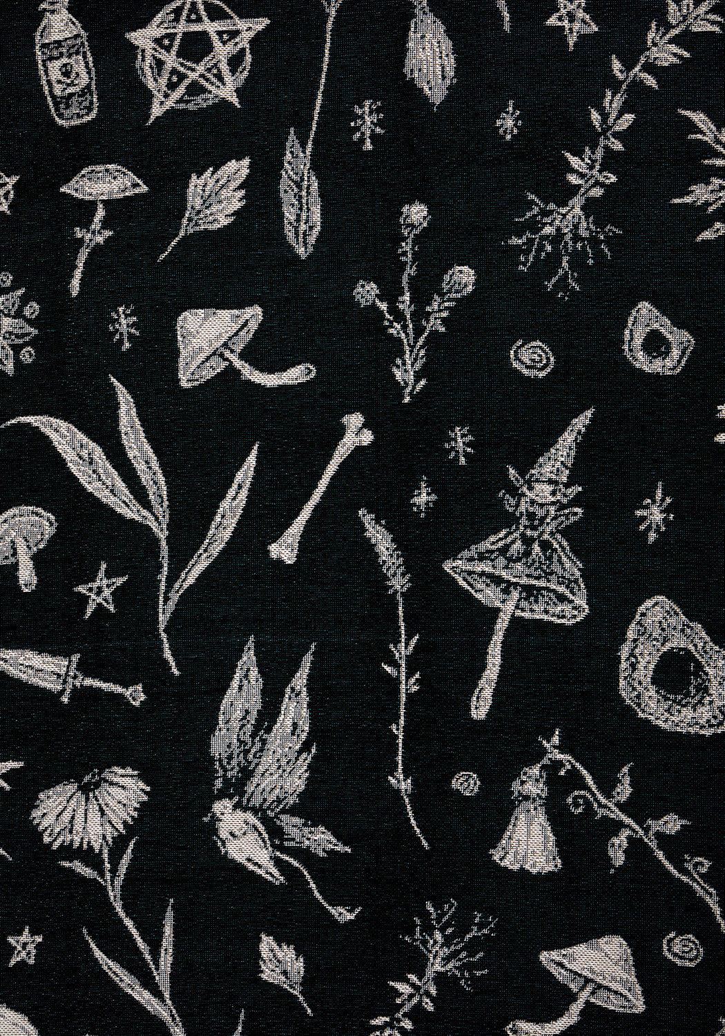 Witchy Woven Cotton Blanket with Floral Design | Hedgewitch Throw