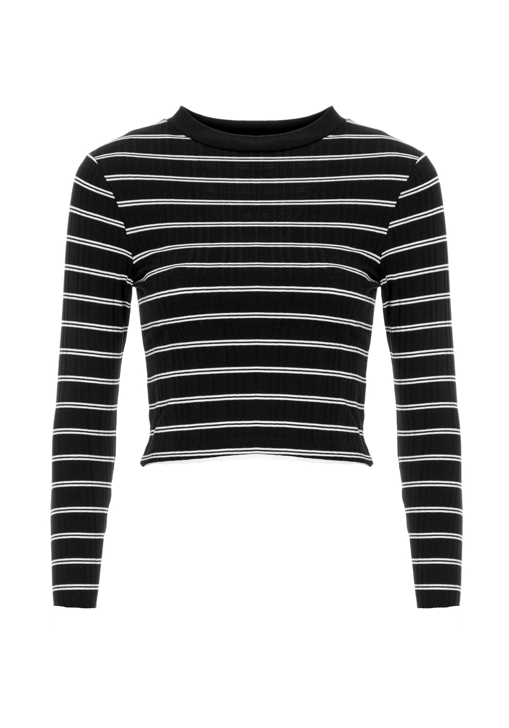 90s Striped Crop Top | Stretchy Ribbed Long Sleeve | SLASH