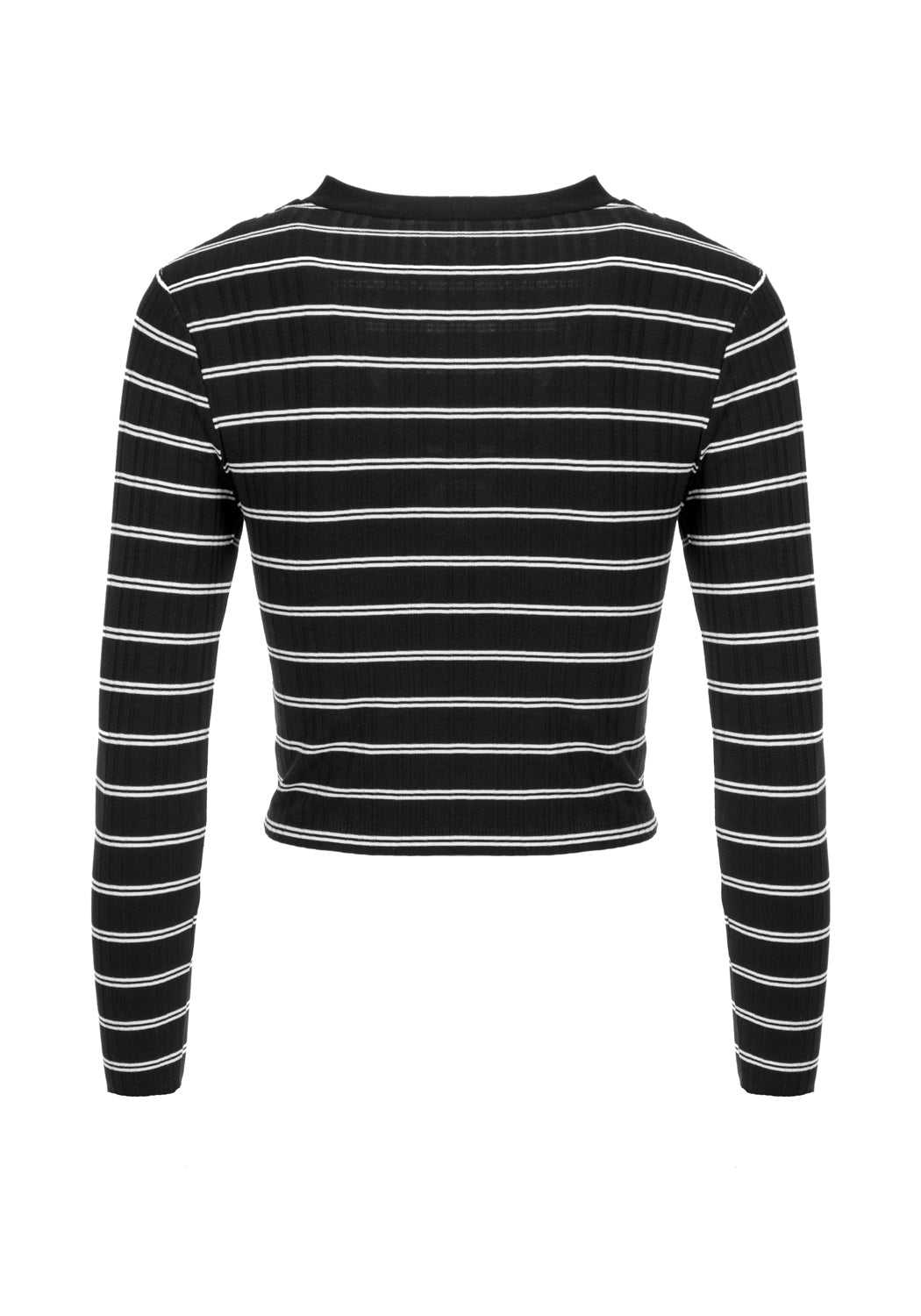 90s Striped Crop Top | Stretchy Ribbed Long Sleeve | SLASH