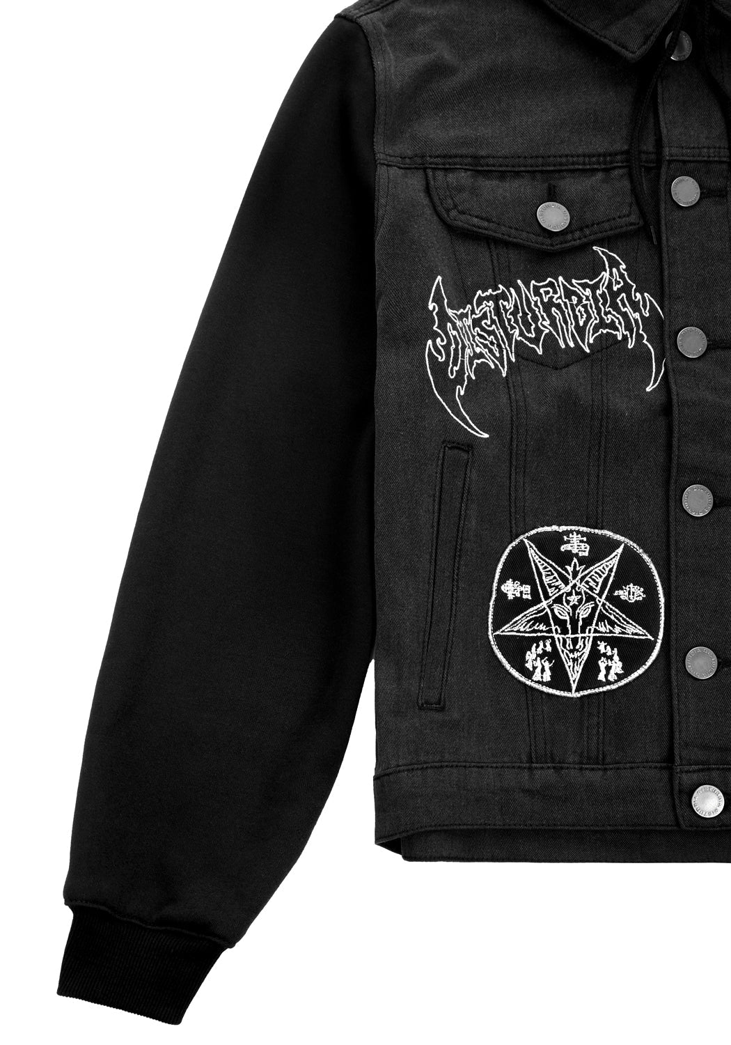 Denim Hooded Jacket with Detachable Hood & Jersey Sleeves | Shadows