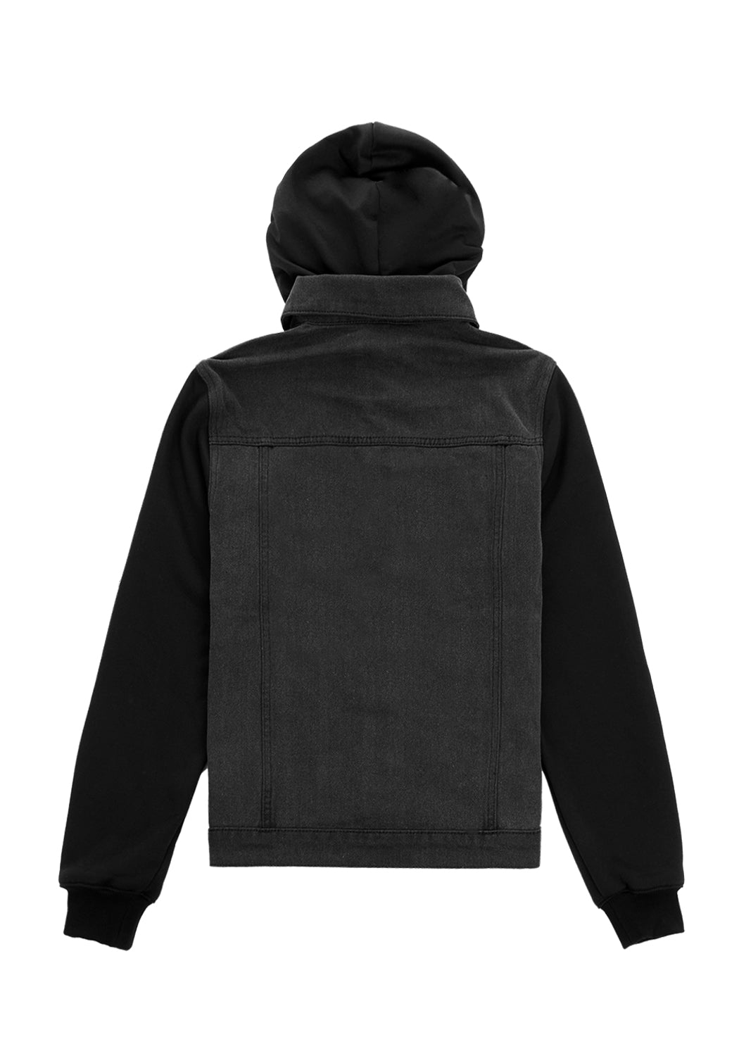 Denim Hooded Jacket with Detachable Hood & Jersey Sleeves | Shadows