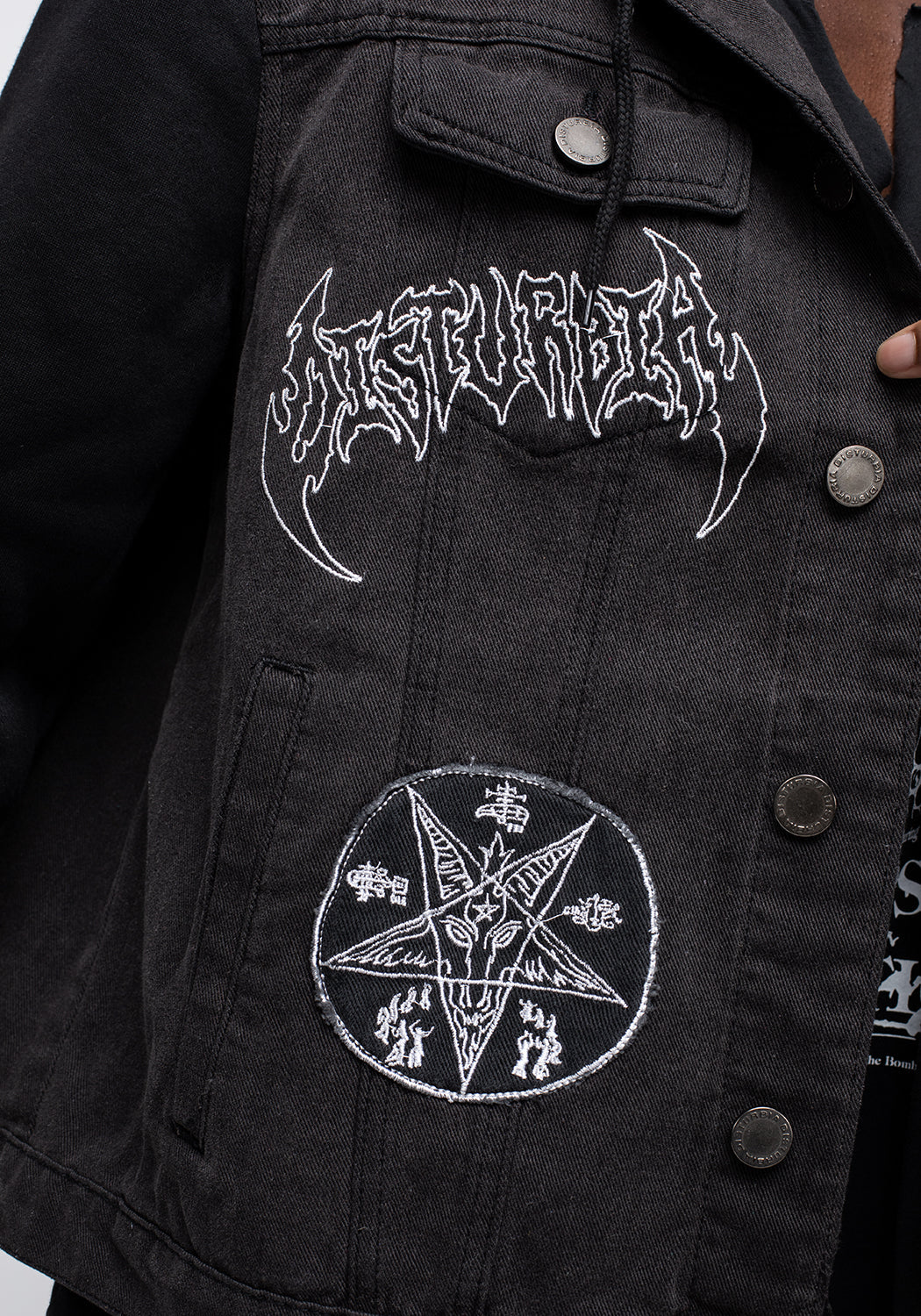 Denim Hooded Jacket with Detachable Hood & Jersey Sleeves | Shadows