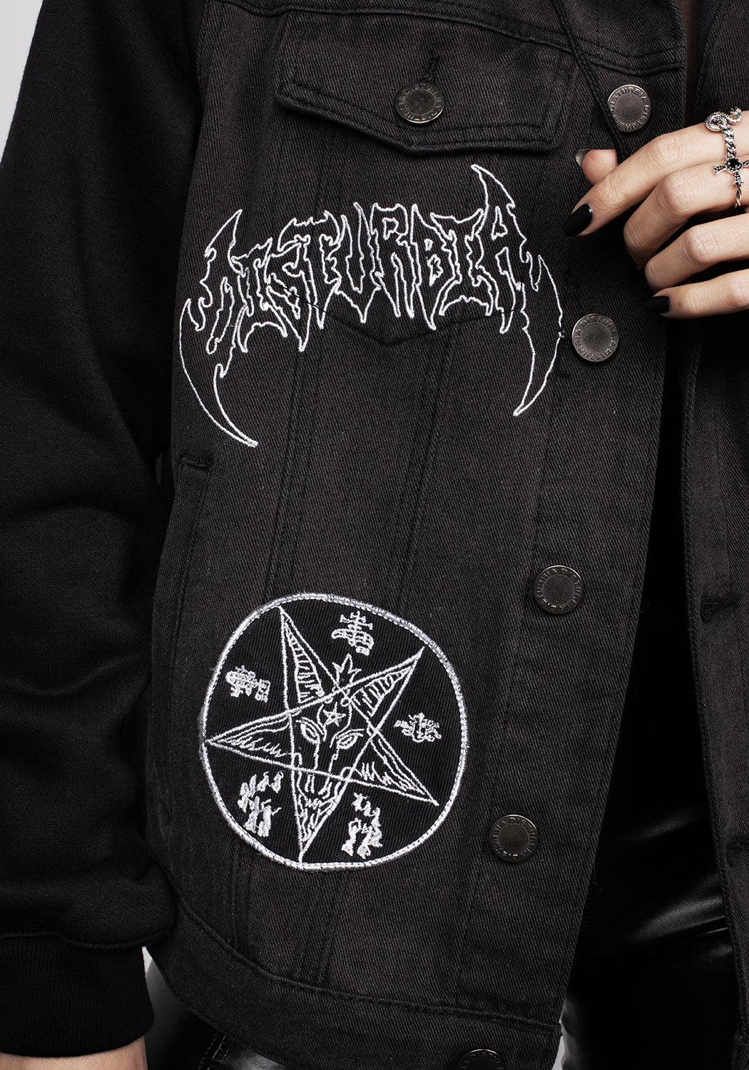 Denim Hooded Jacket with Detachable Hood & Jersey Sleeves | Shadows