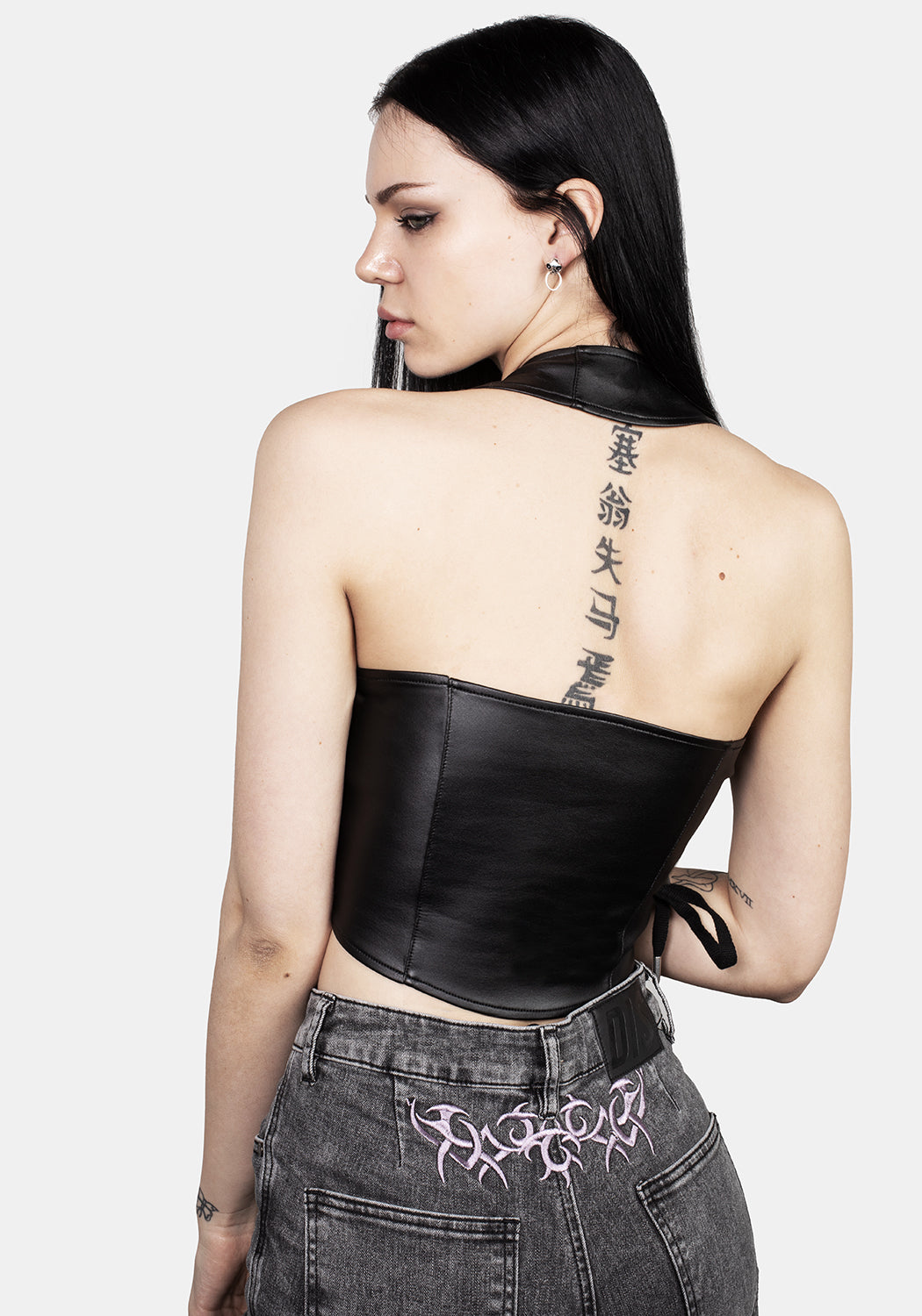 Faux Leather Halter Waistcoat | Cropped Fit & Adjustable Lace-Up