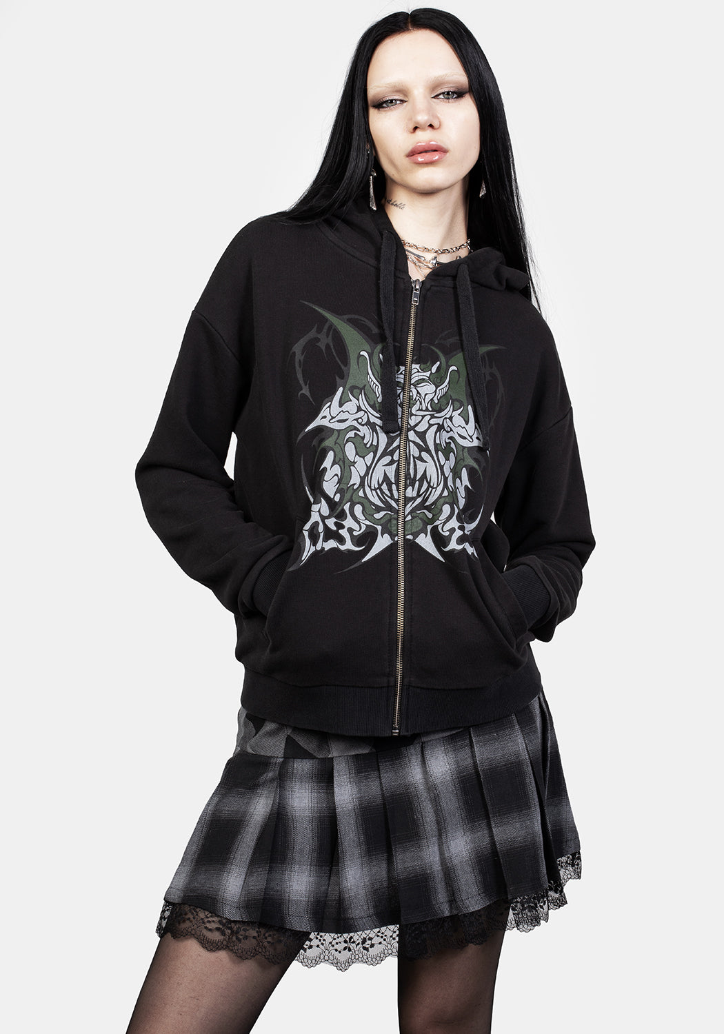 Graphic Zip Up Hoody for Men | Daemon Relaxed Fit Cotton