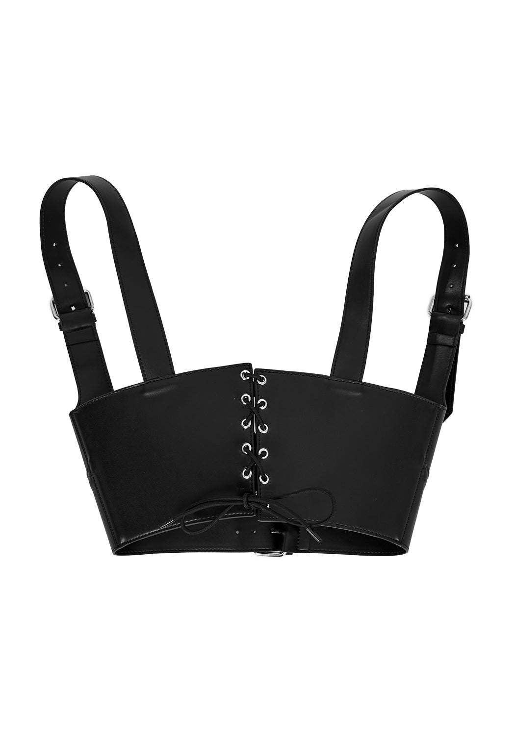 Faux Leather Double Belt Harness with Corset Back | Exorcism