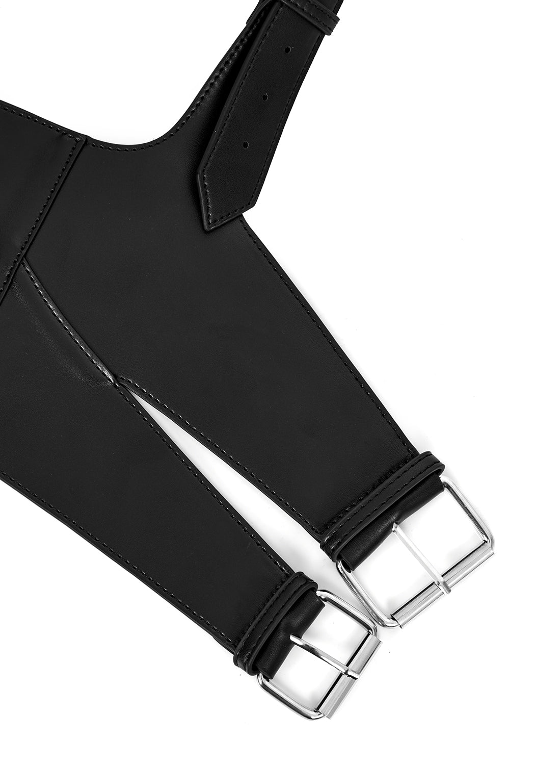 Faux Leather Double Belt Harness with Corset Back | Exorcism