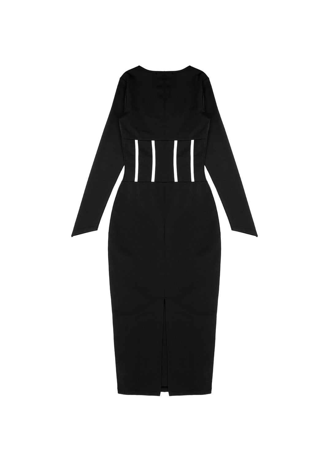 Black Jersey Corset Dress with Mock Piping & Back Split | Seance