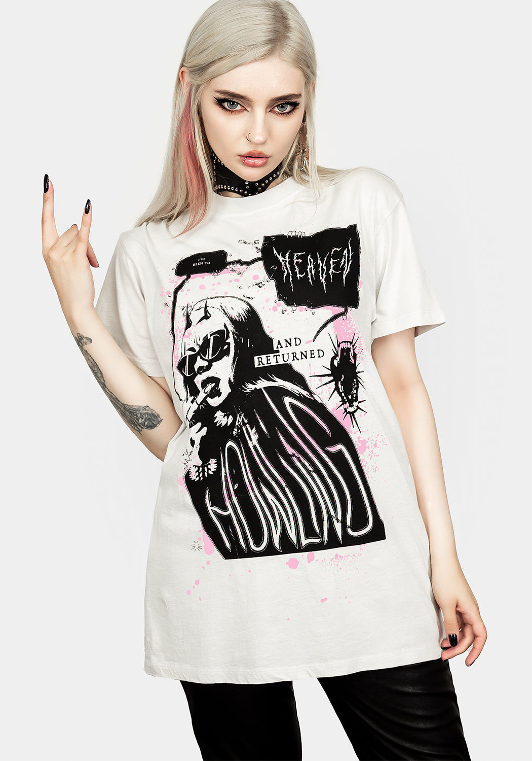 Vintage Washed Graphic T-Shirt with Howling Print | Off-White Relaxed Fit