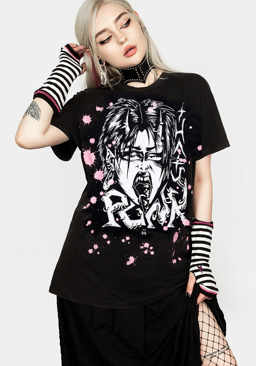 Vintage Washed Punk T-Shirt with Graphic Print | Relaxed Unisex Fit