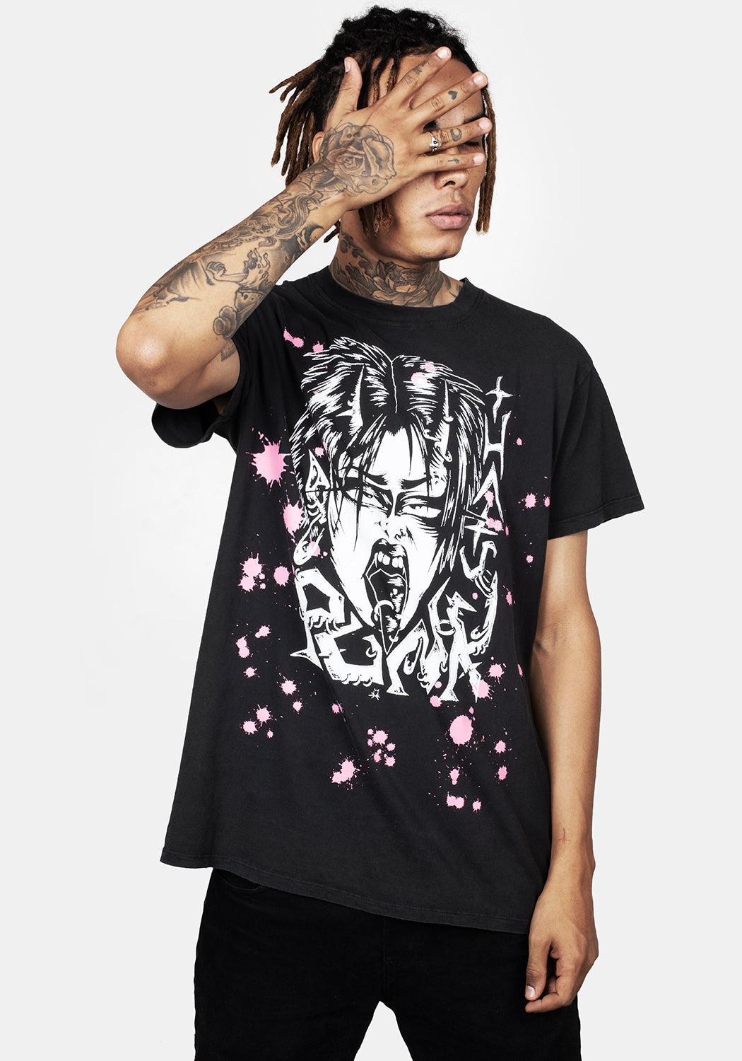 Vintage Washed Punk T-Shirt with Graphic Print | Relaxed Unisex Fit