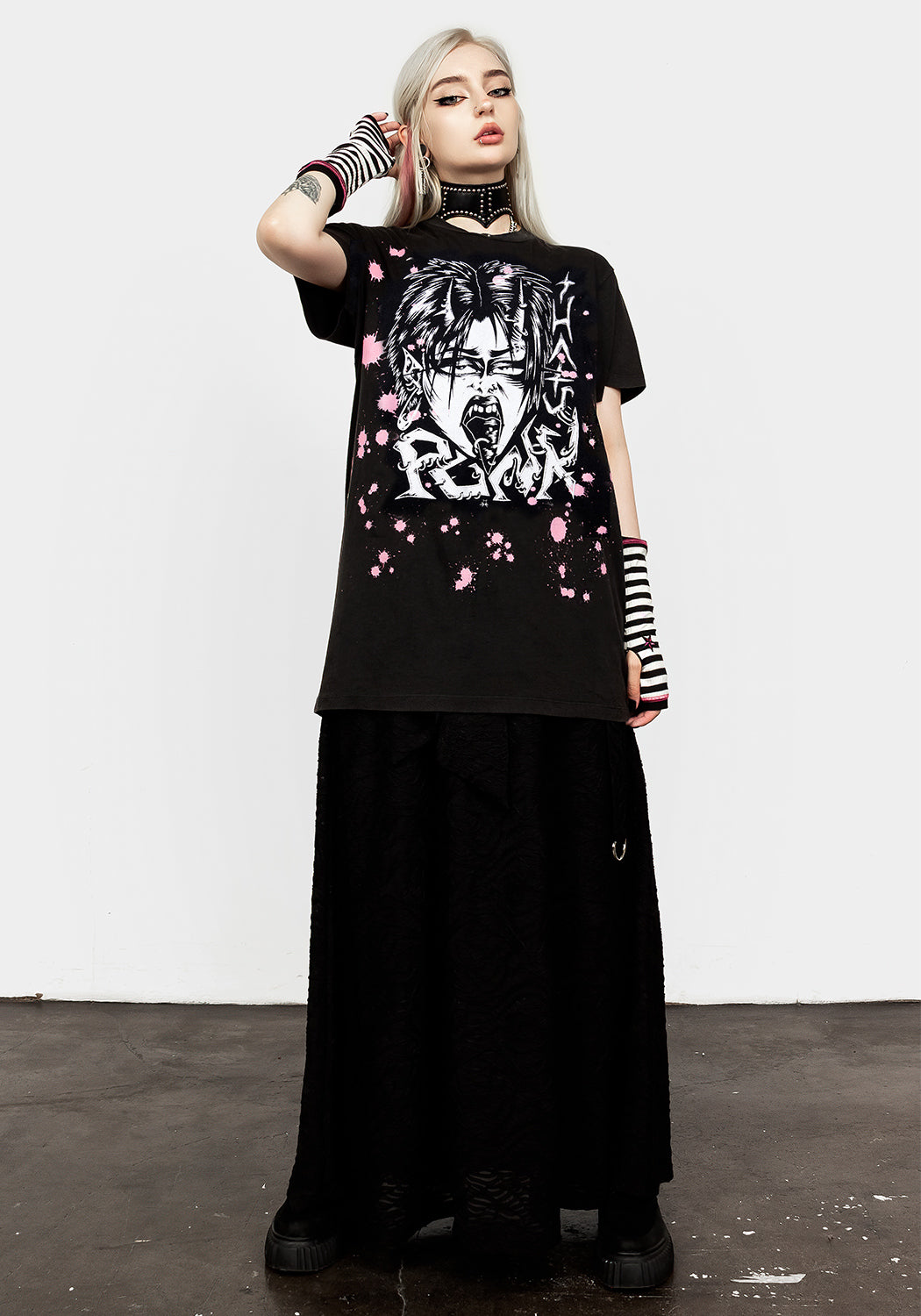 Vintage Washed Punk T-Shirt with Graphic Print | Relaxed Unisex Fit