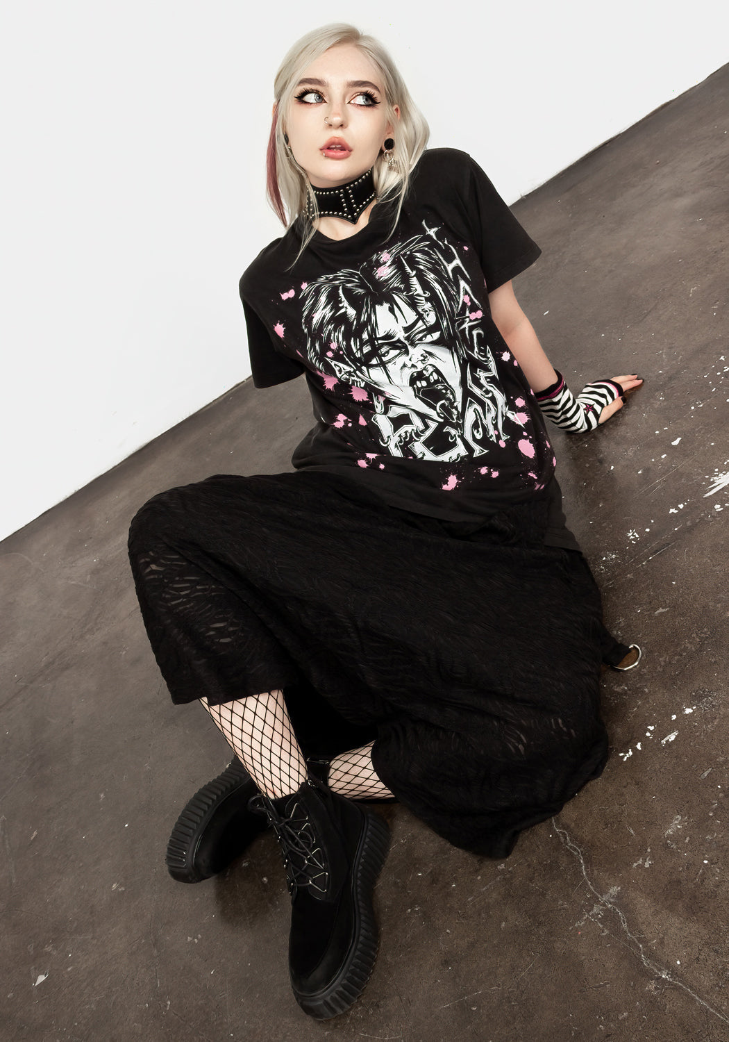 Vintage Washed Punk T-Shirt with Graphic Print | Relaxed Unisex Fit