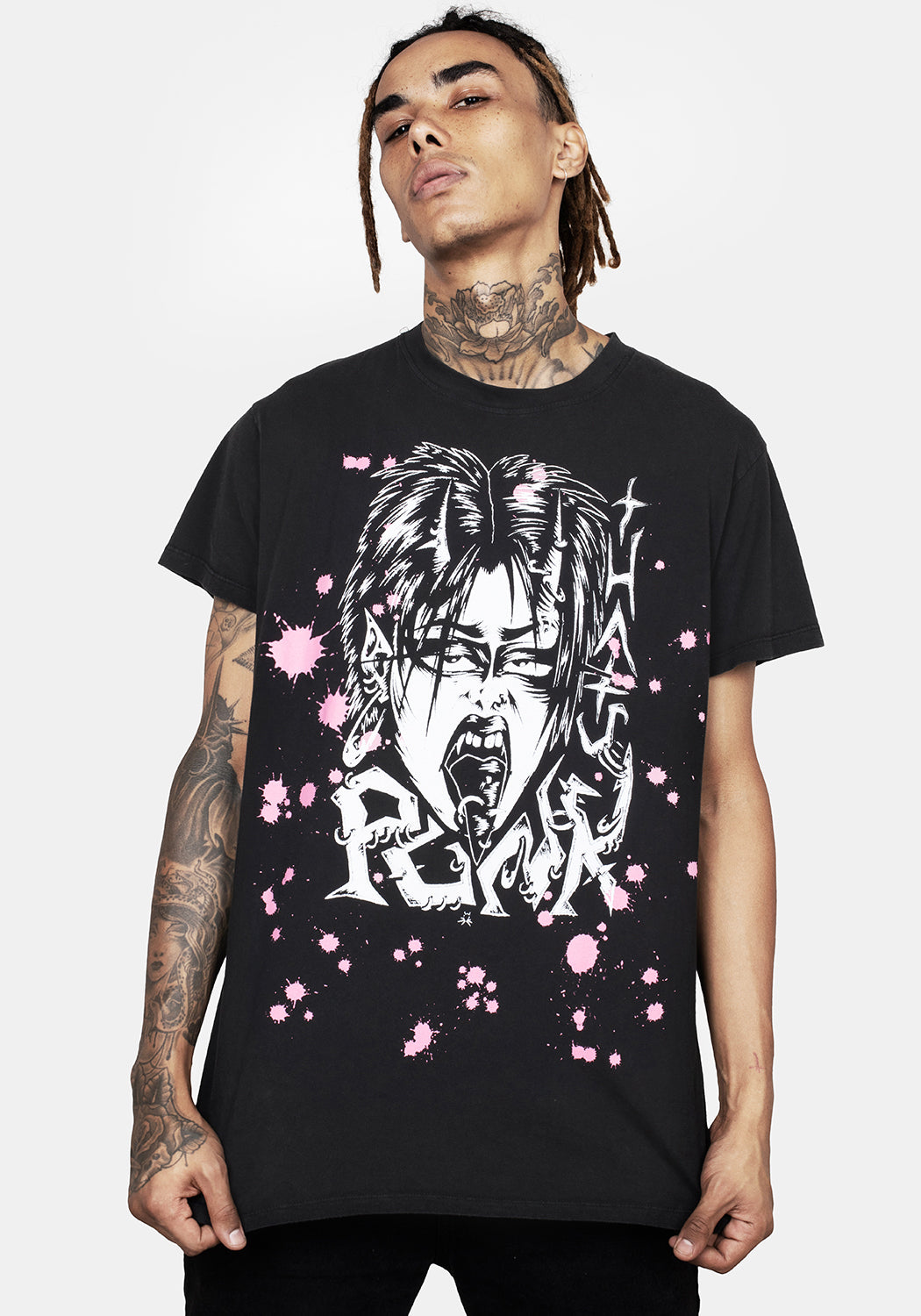 Vintage Washed Punk T-Shirt with Graphic Print | Relaxed Unisex Fit