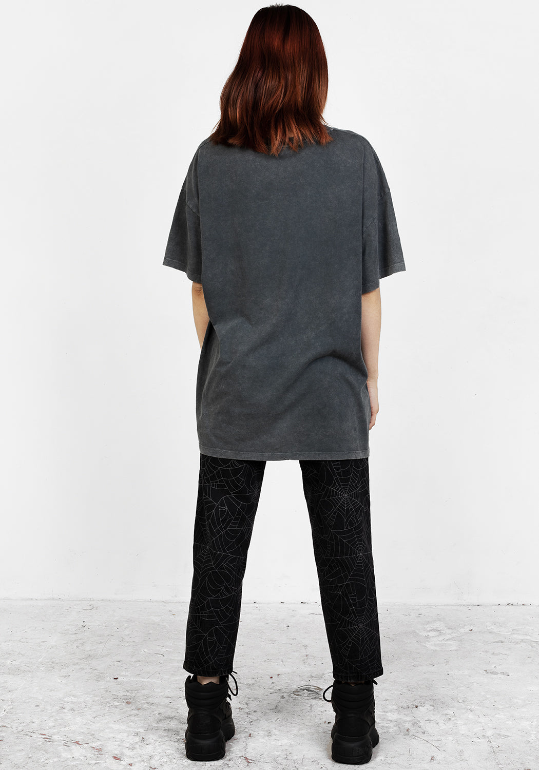 Grey Acid Wash Oversized Graphic T-Shirt | Here Lies Tee