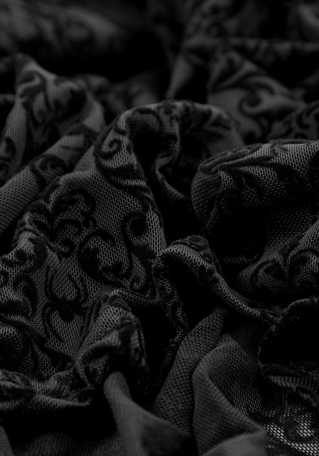 Black Sheer Strappy Crop Top with Ruffles & Flared Sleeves | Delena