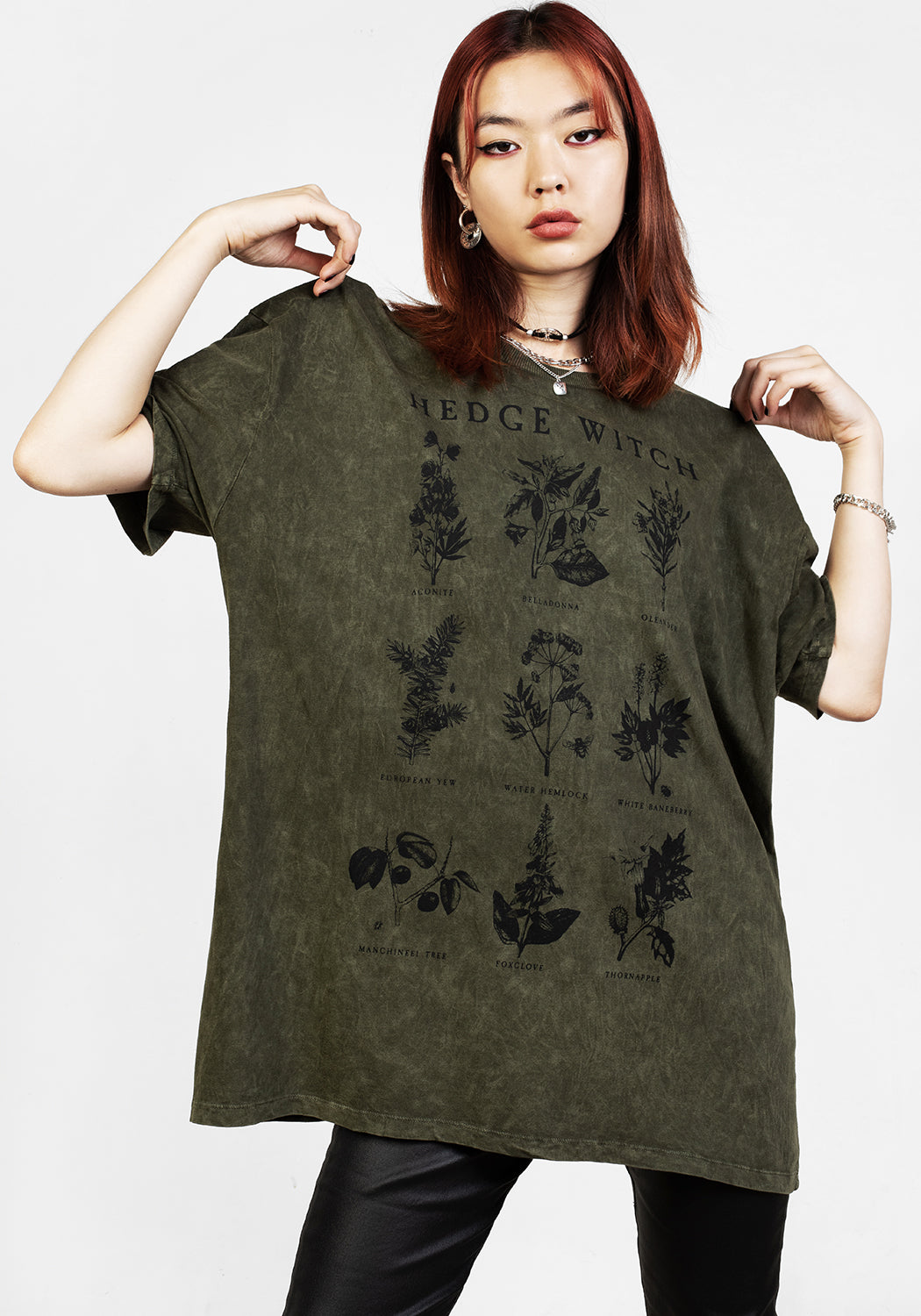Acid Wash Green Oversized T-Shirt | Hedgewitch Cotton Tee