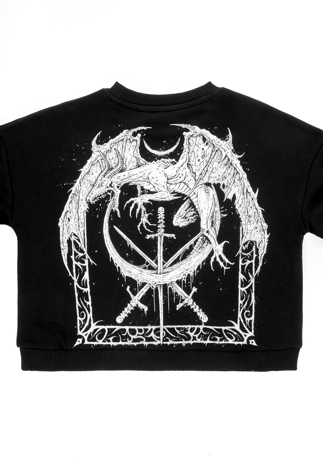 Black Graphic Crop Sweater with Long Sleeves | Disturbia x Mark Riddick