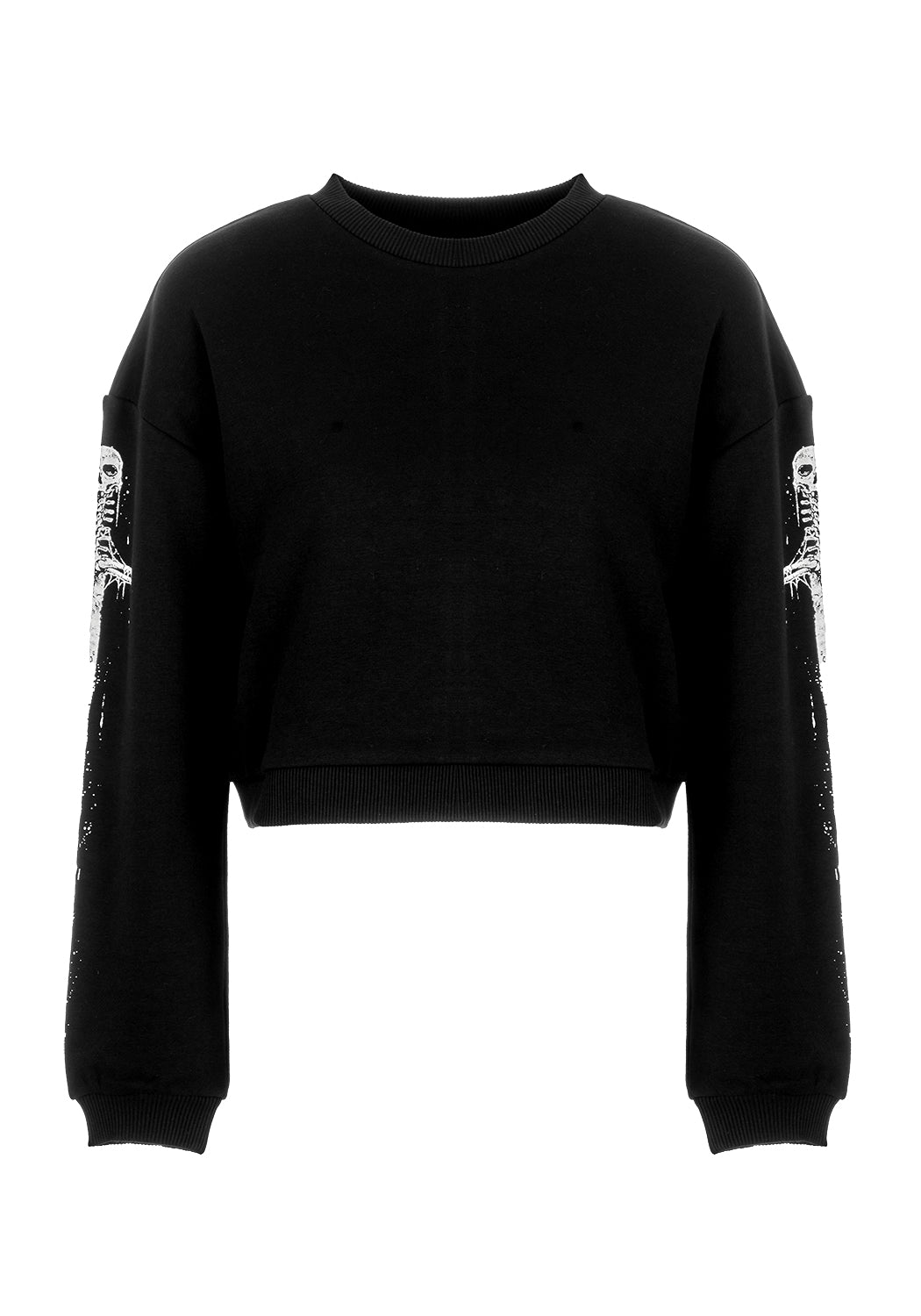 Black Graphic Crop Sweater with Long Sleeves | Disturbia x Mark Riddick