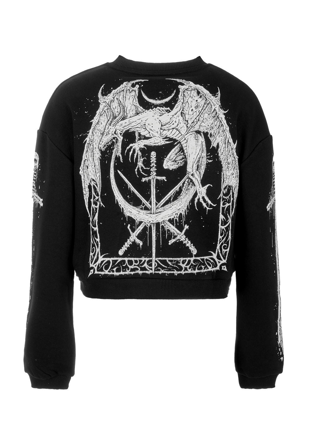 Black Graphic Crop Sweater with Long Sleeves | Disturbia x Mark Riddick