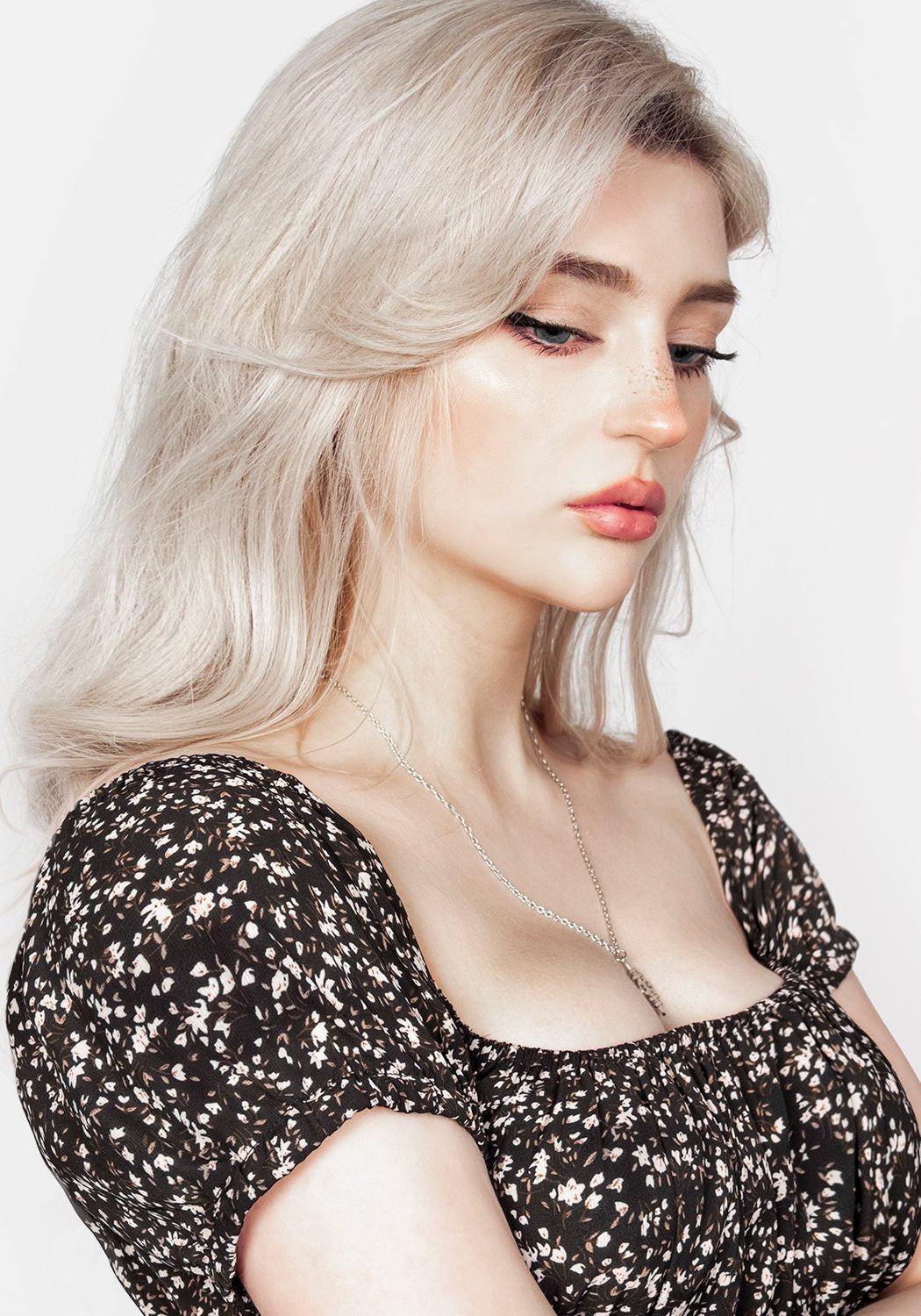 Milkweed Print Bardot Midi Dress with Puff Sleeves | Tanya