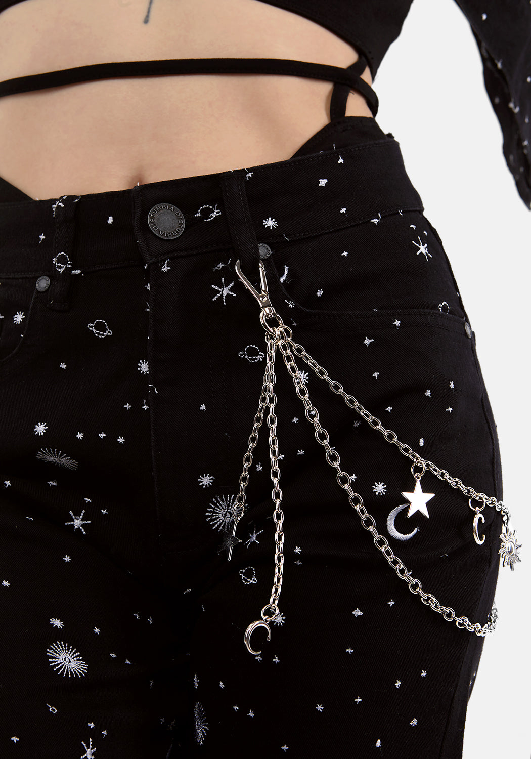 Silver Belt Chain with Moon & Star Charms | NOVA BELT