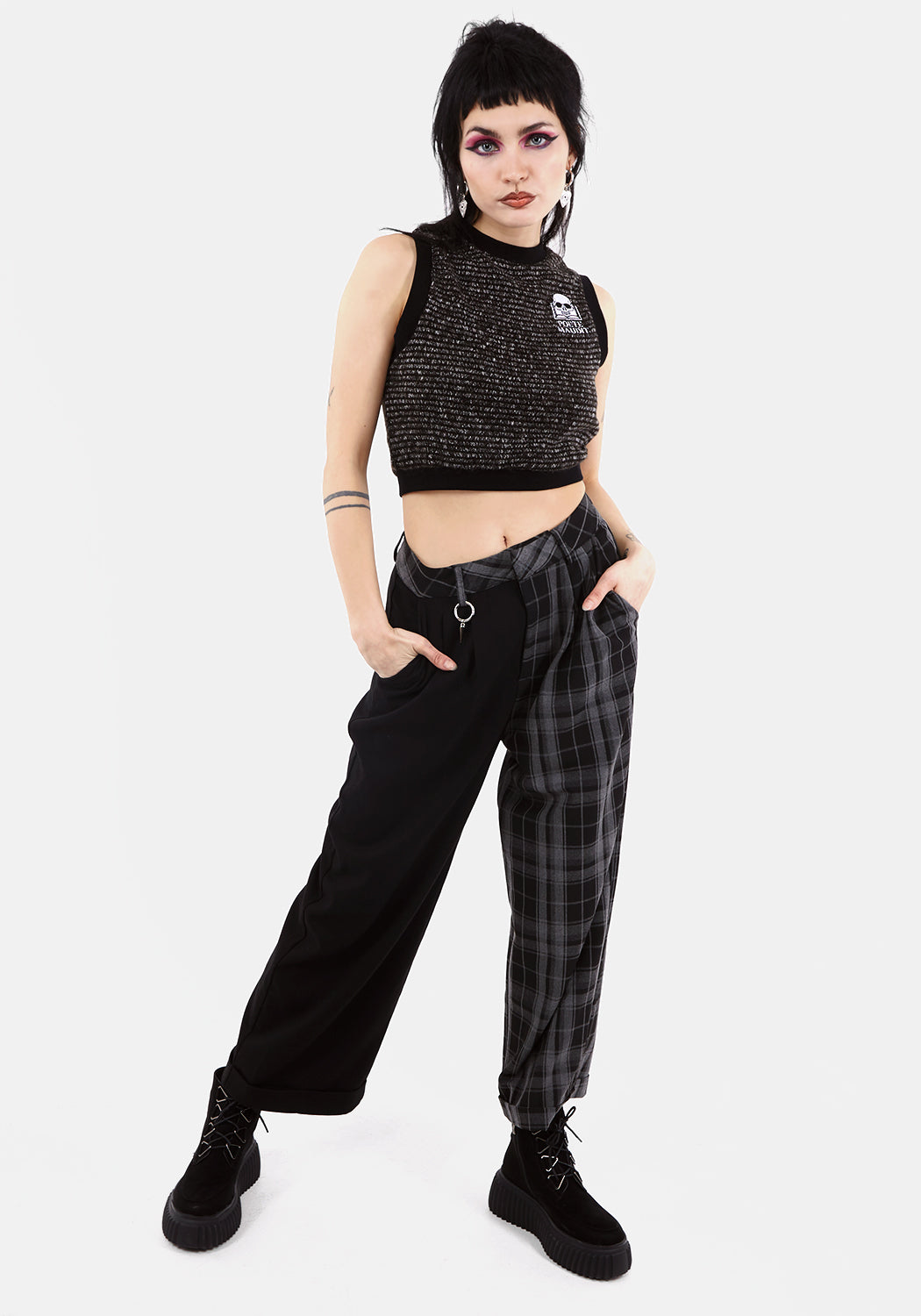 Black & Grey Knitted Vest with Poete Maudit Embroidery | Cultish