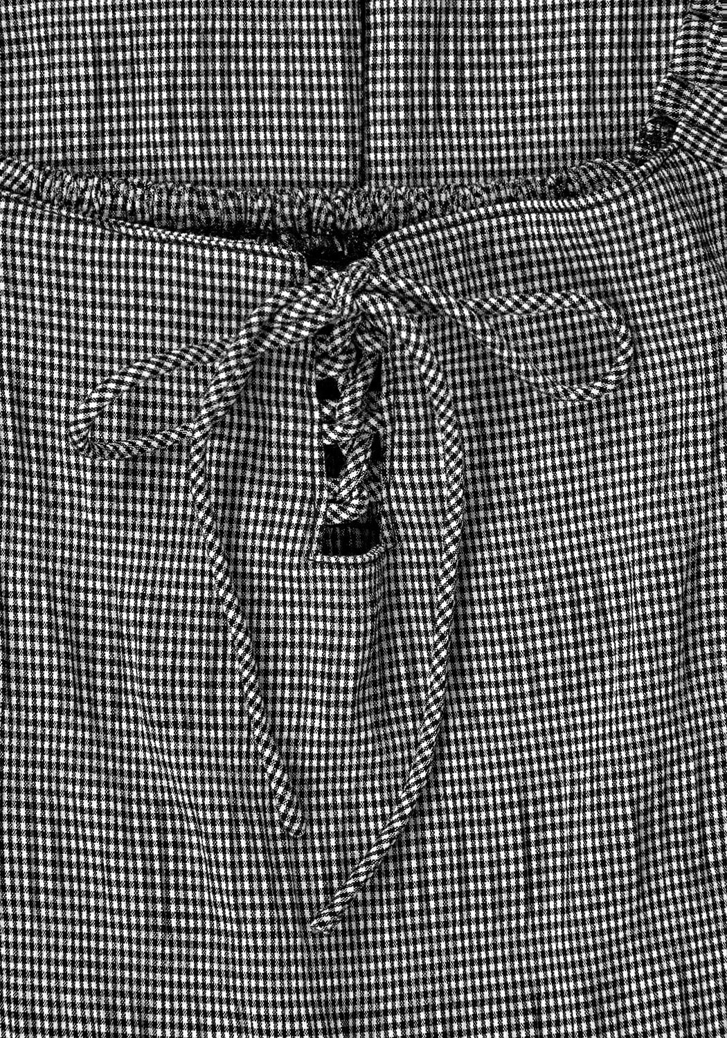 Gingham Lace-Up Midi Dress with Puff Sleeves & Side Split | Elvina