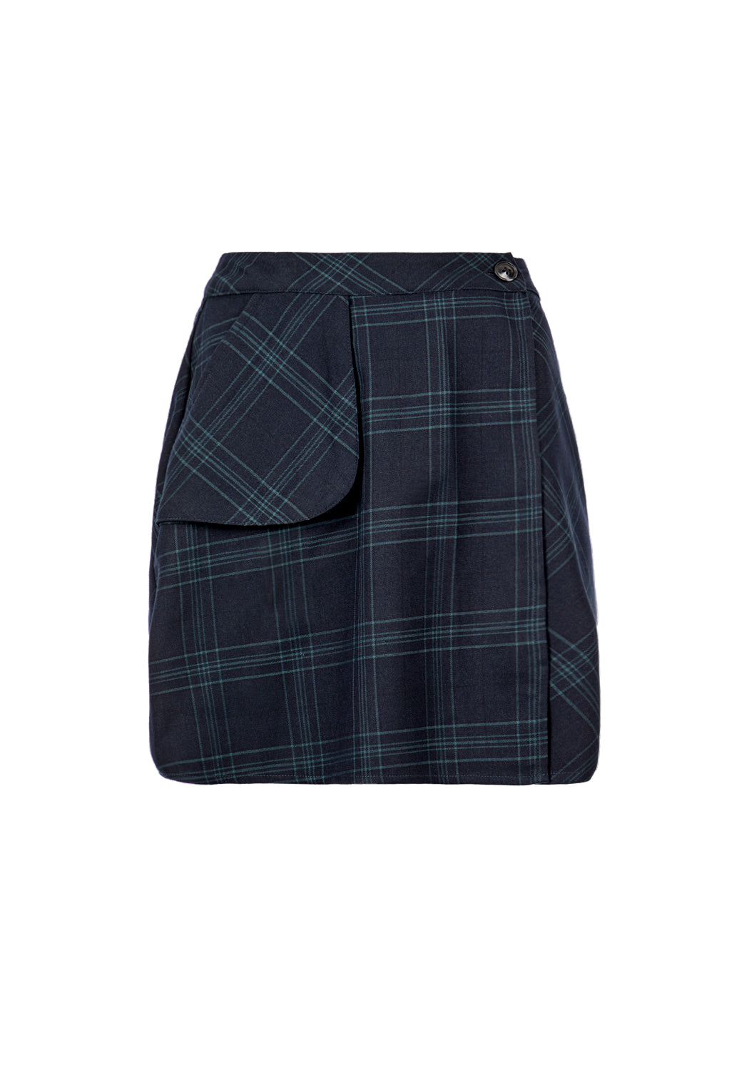 Check Mini Wrap Skirt with Pockets & Button Fastenings | Literati