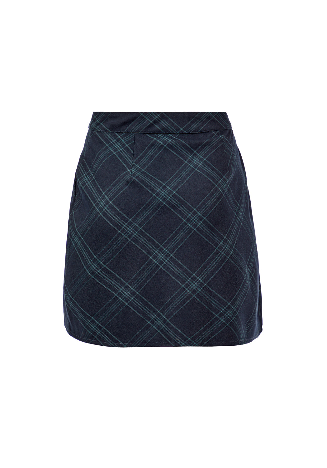 Check Mini Wrap Skirt with Pockets & Button Fastenings | Literati