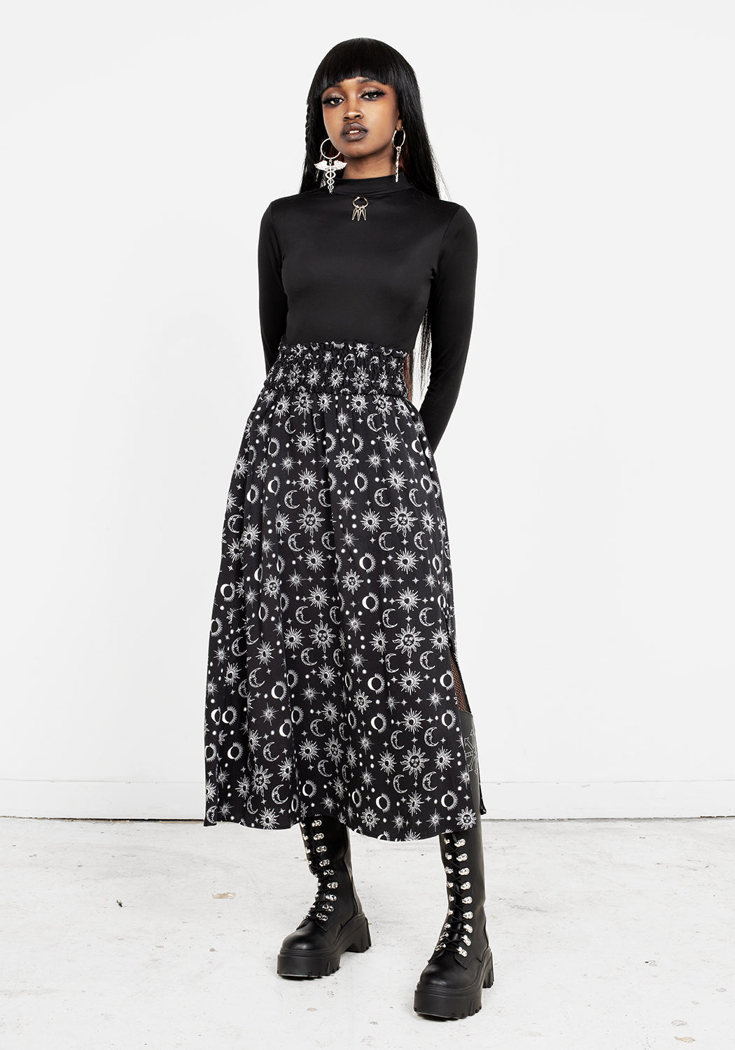 Starry Midaxi Skirt with Pockets & Leg Split | Moonbeam