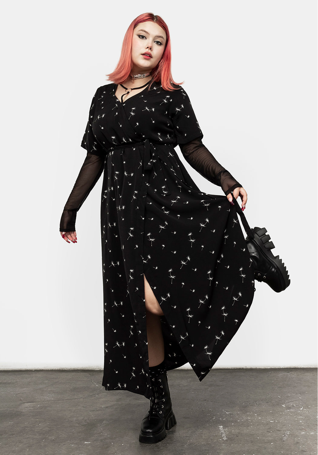Floral Wrap Maxi Dress with V-Neck & Waist Tie | Blithe