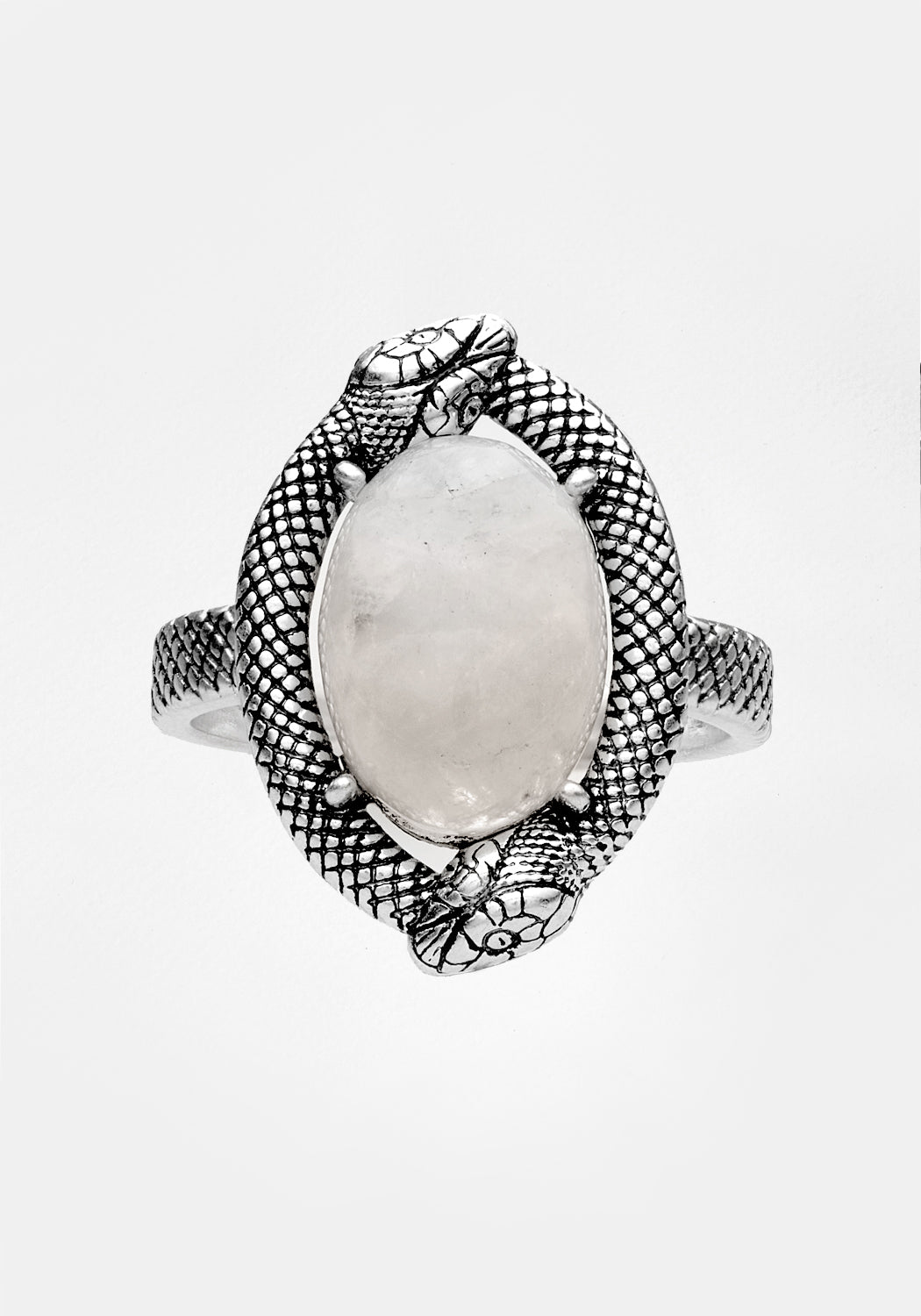 Silver Serpent Moonstone Ring for Women | Intuitive Energy Jewelry