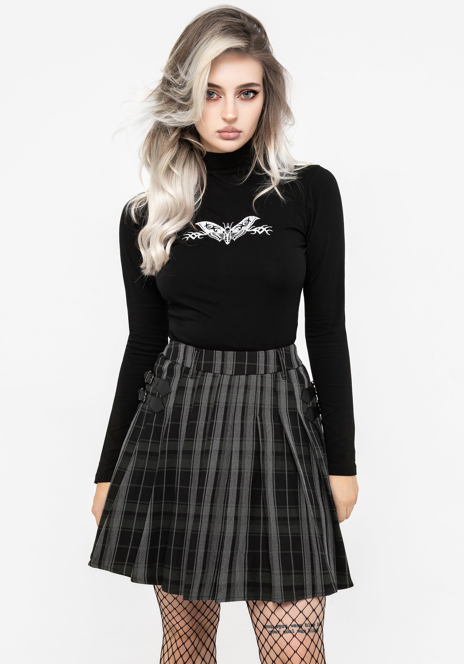 Green & Black Pleated Check Mini Skirt with A-Line Fit | Bittersweet