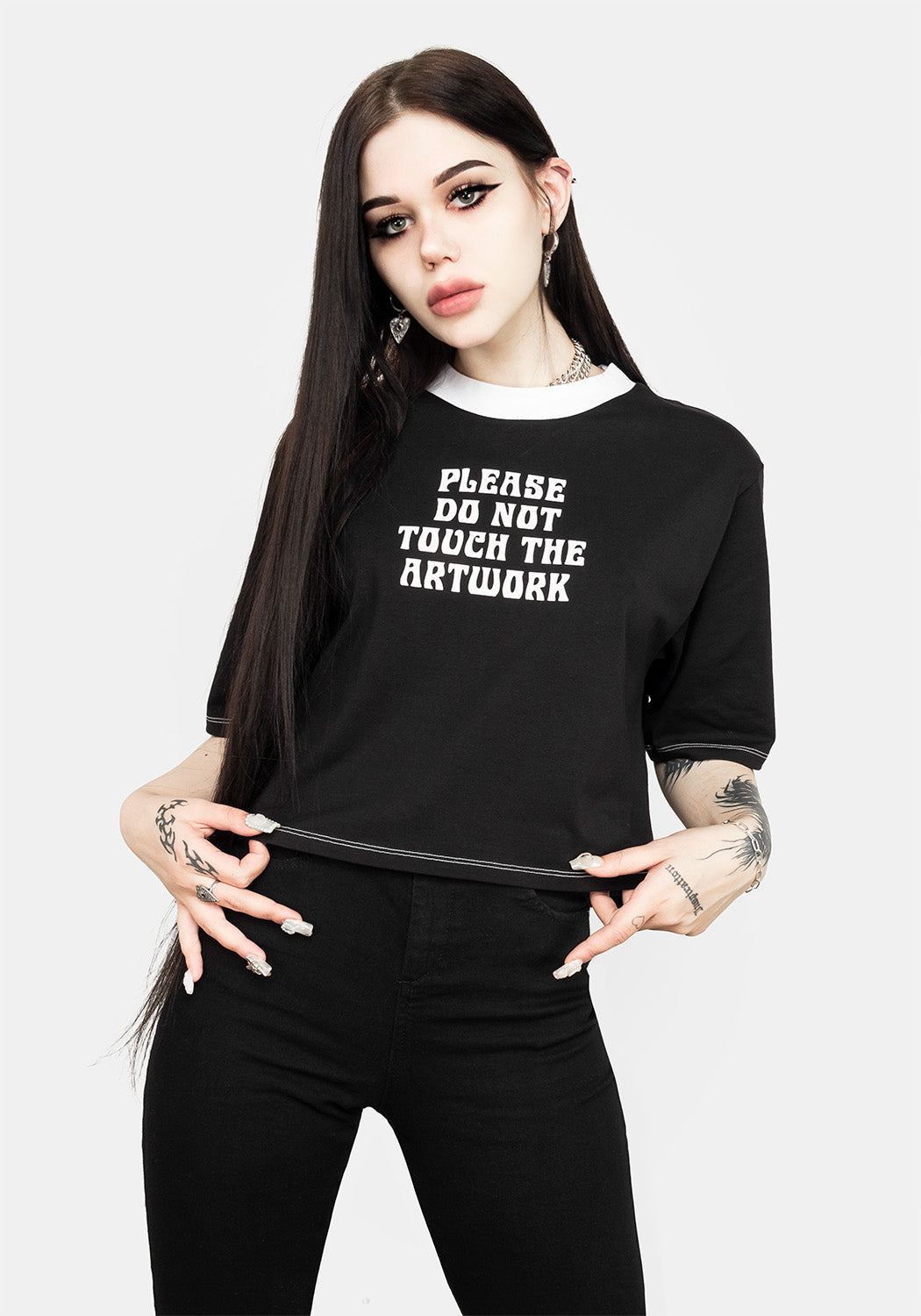 Oversized Boxy Slogan Crop Top with Drop Shoulder Seams | Muse