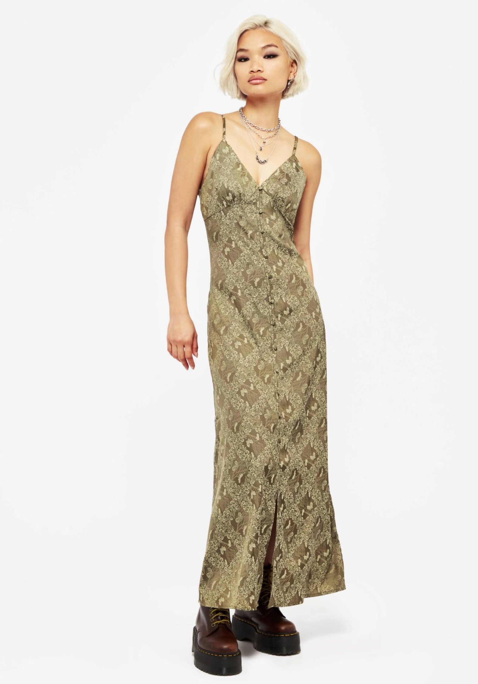 Floral Print Maxi Slip Dress with V-Neck | Yara
