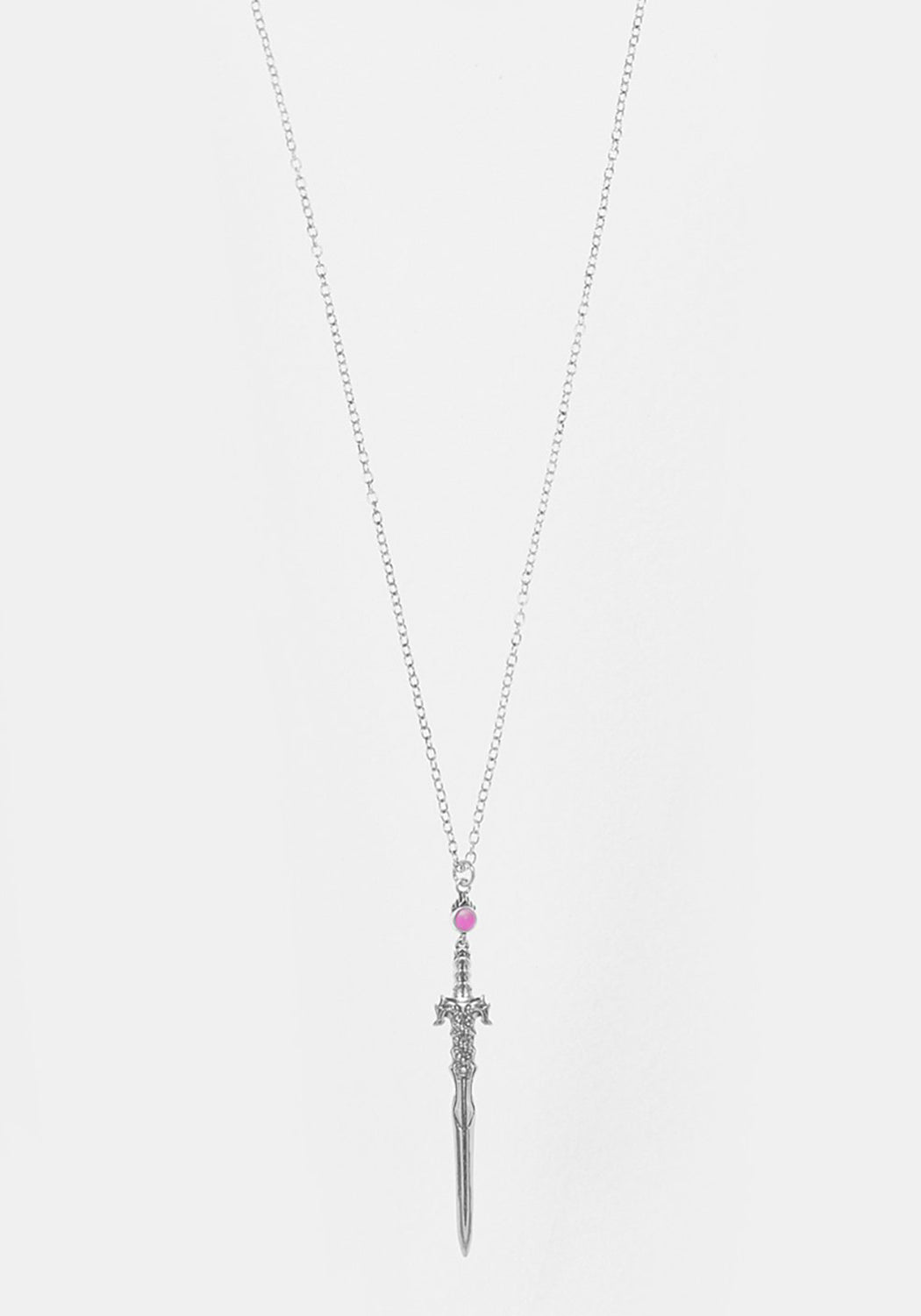 Amethyst Ritual Dagger Pendant Necklace in Silver | Celtic Jewelry